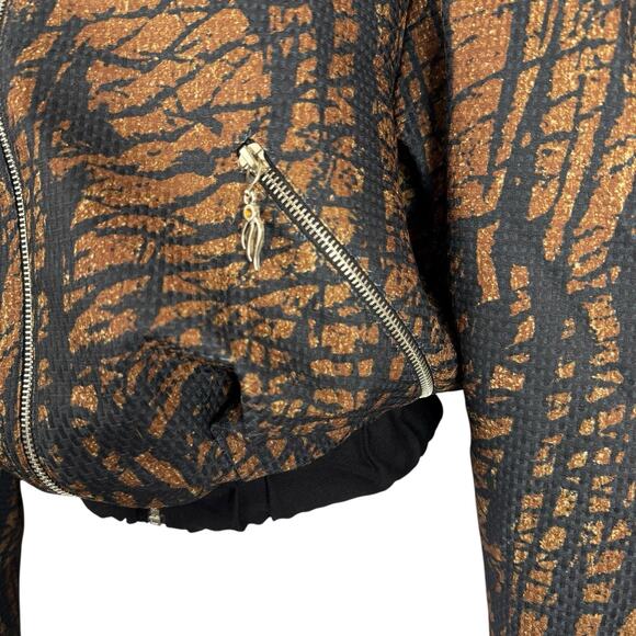 Tuba Ergin Jacket Womens Extra Small Brown Black Indie Bomber Jacket Designer - Picture 7 of 16